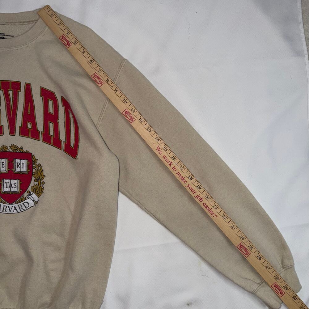 Cream Red Harvard University Collegiate Graphic Long Sleeve Crew Neck Medium - Picture 11 of 12